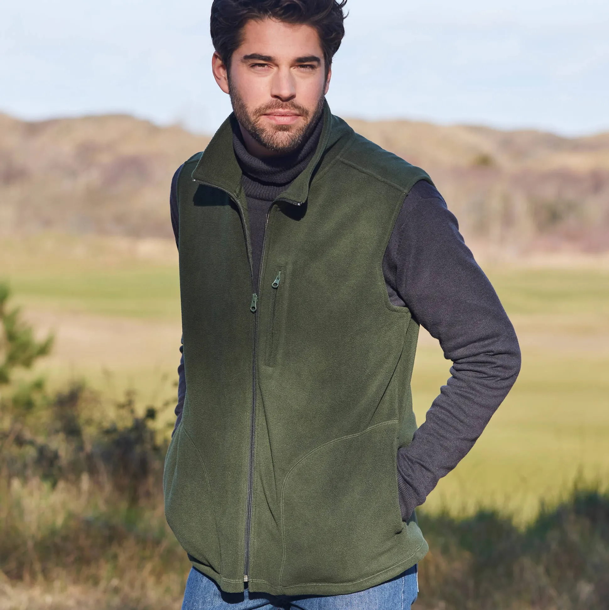 Mouwloze blouson met rits, in fleece