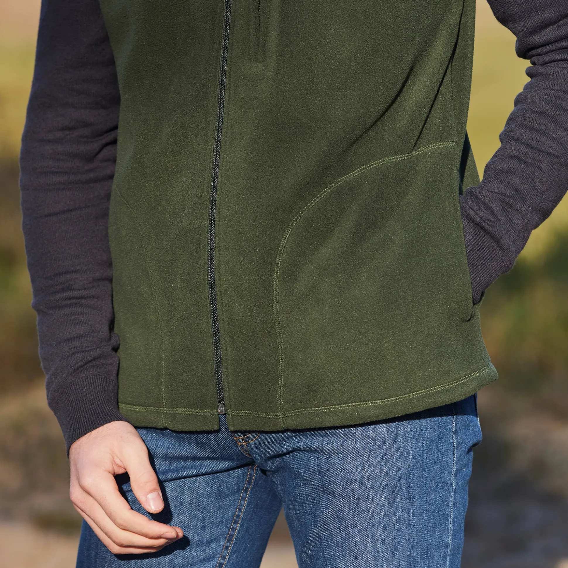 Mouwloze blouson met rits, in fleece