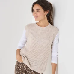 Mouwloze trui in origineel patenttricot
