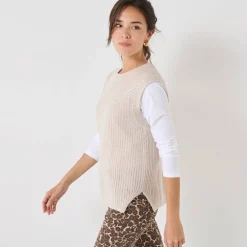 Mouwloze trui in origineel patenttricot