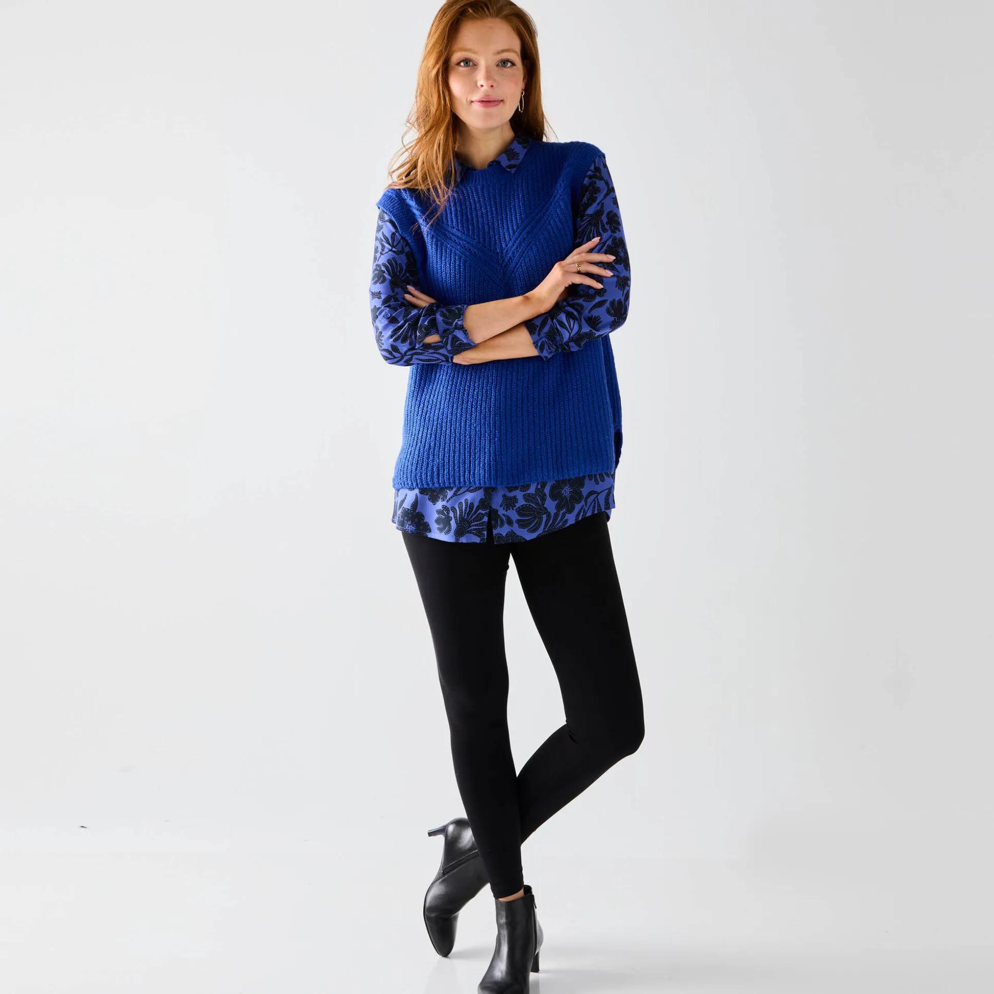 Mouwloze trui in origineel patenttricot