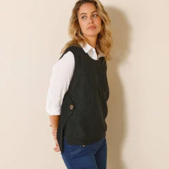 Mouwloze trui in tricot