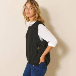 Mouwloze trui in tricot