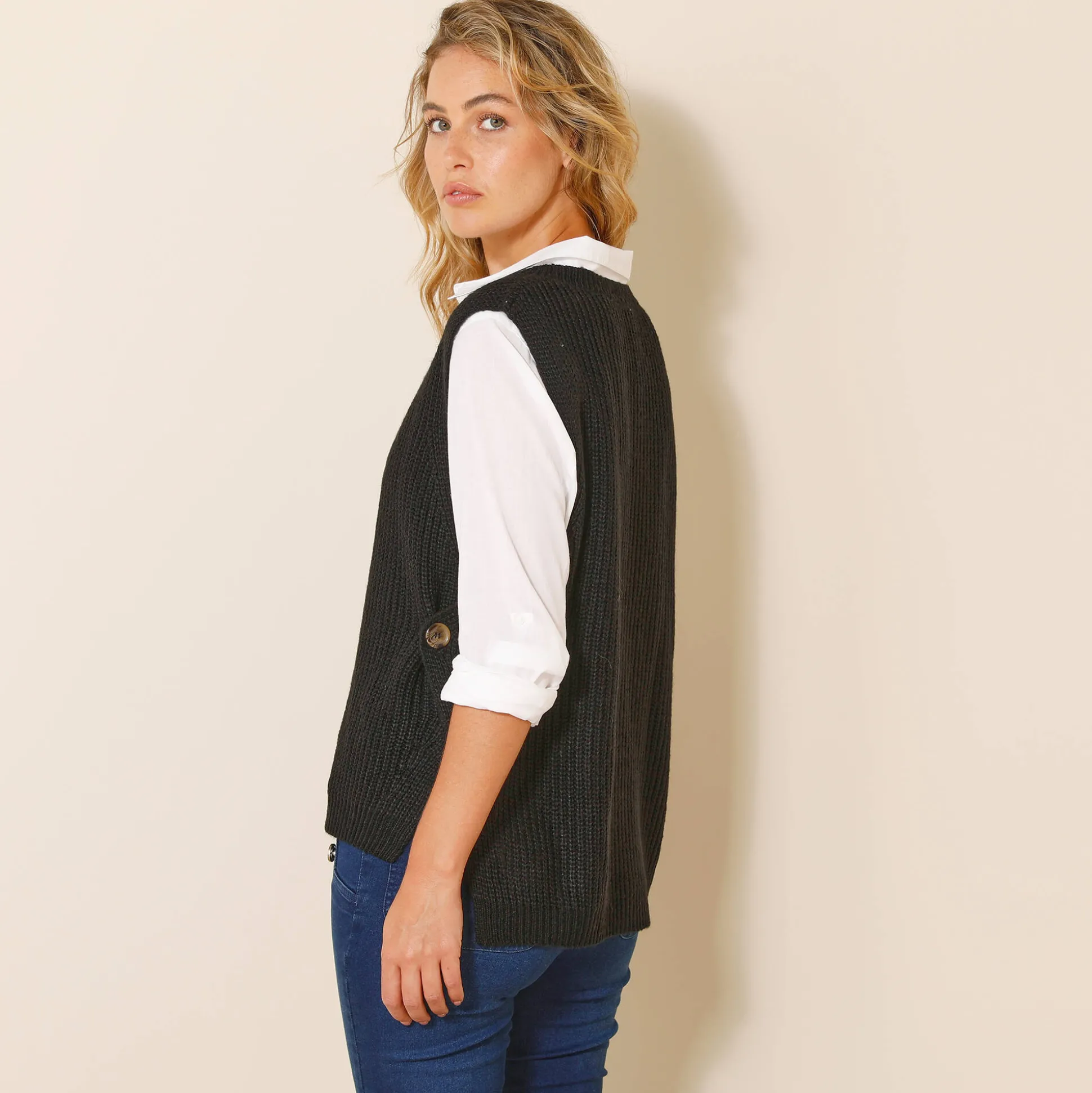 Mouwloze trui in tricot