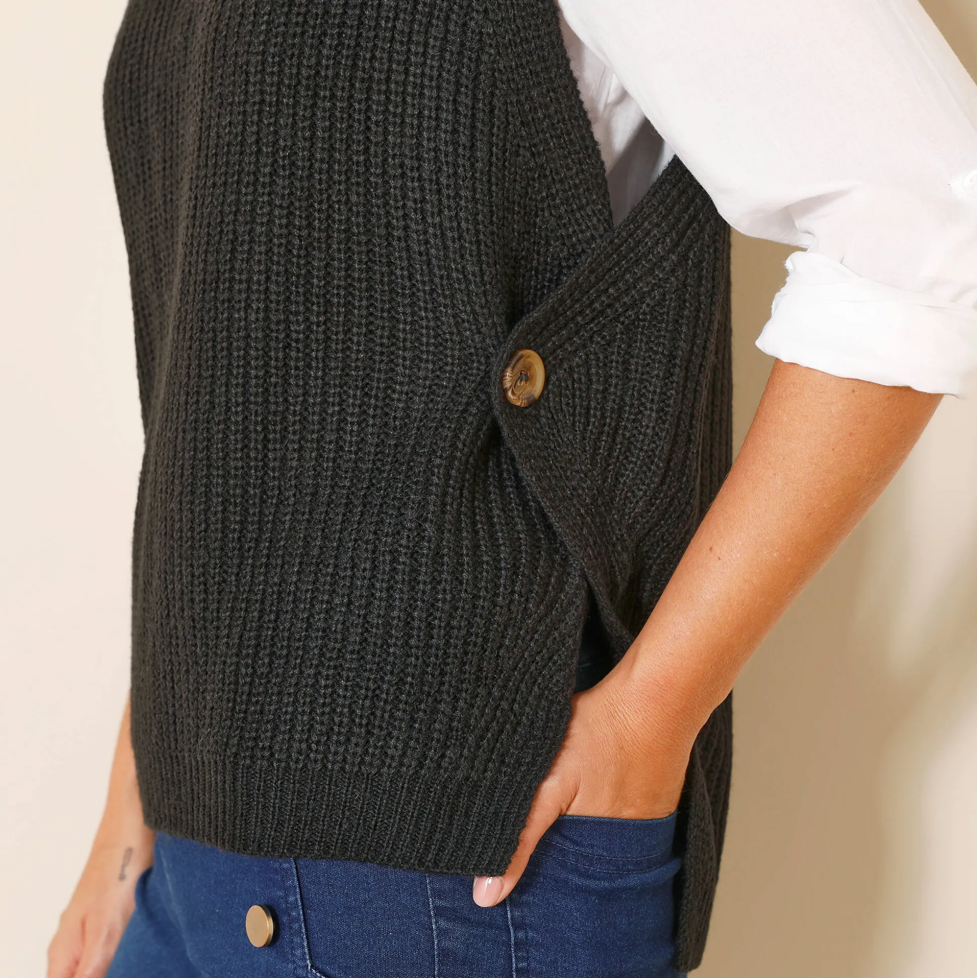 Mouwloze trui in tricot