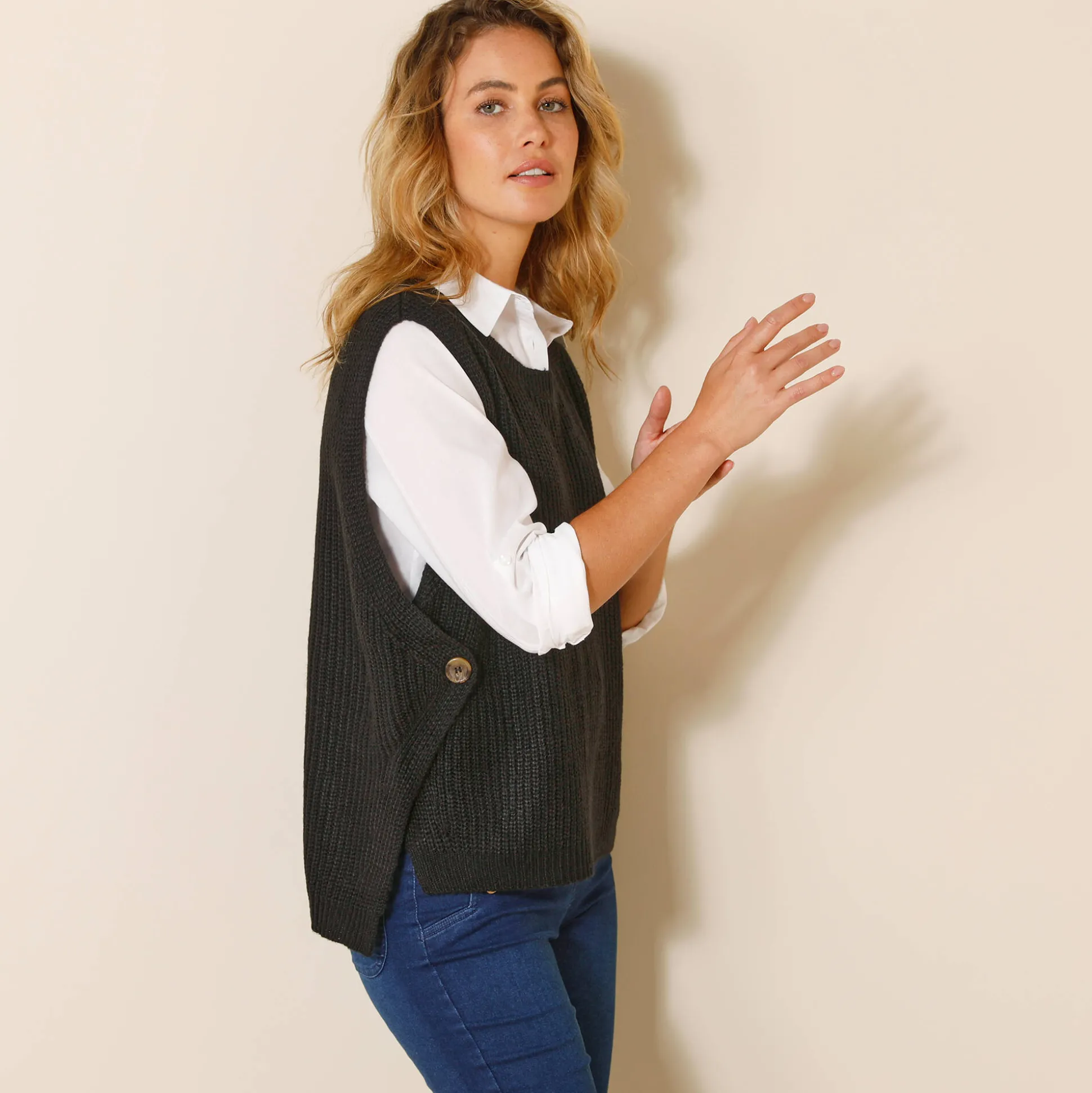 Mouwloze trui in tricot
