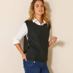 Mouwloze trui in tricot
