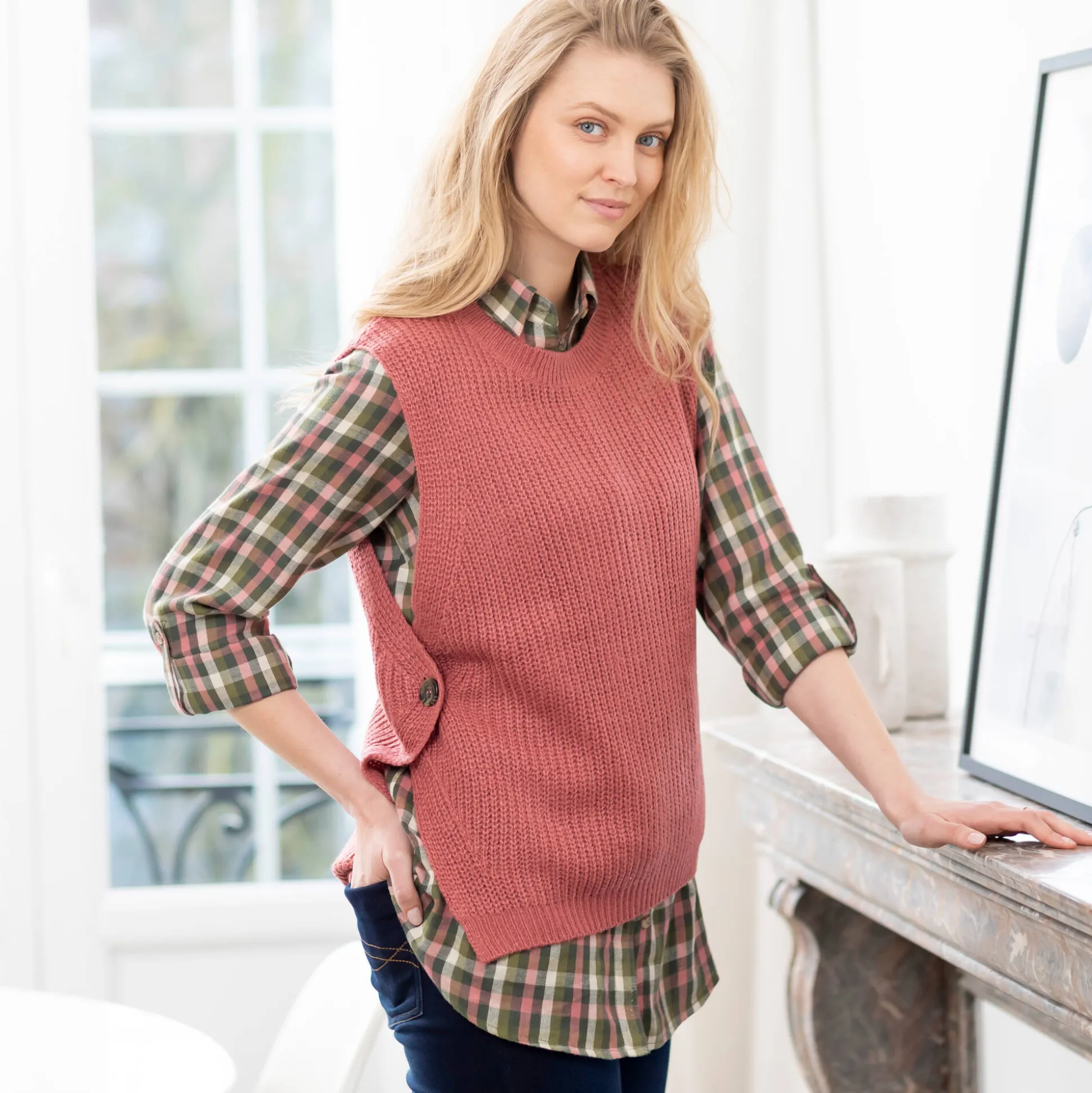 Mouwloze trui in tricot