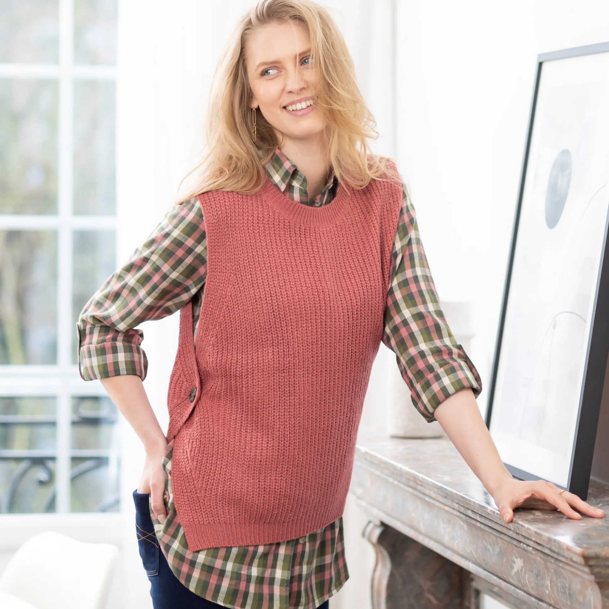 Mouwloze trui in tricot