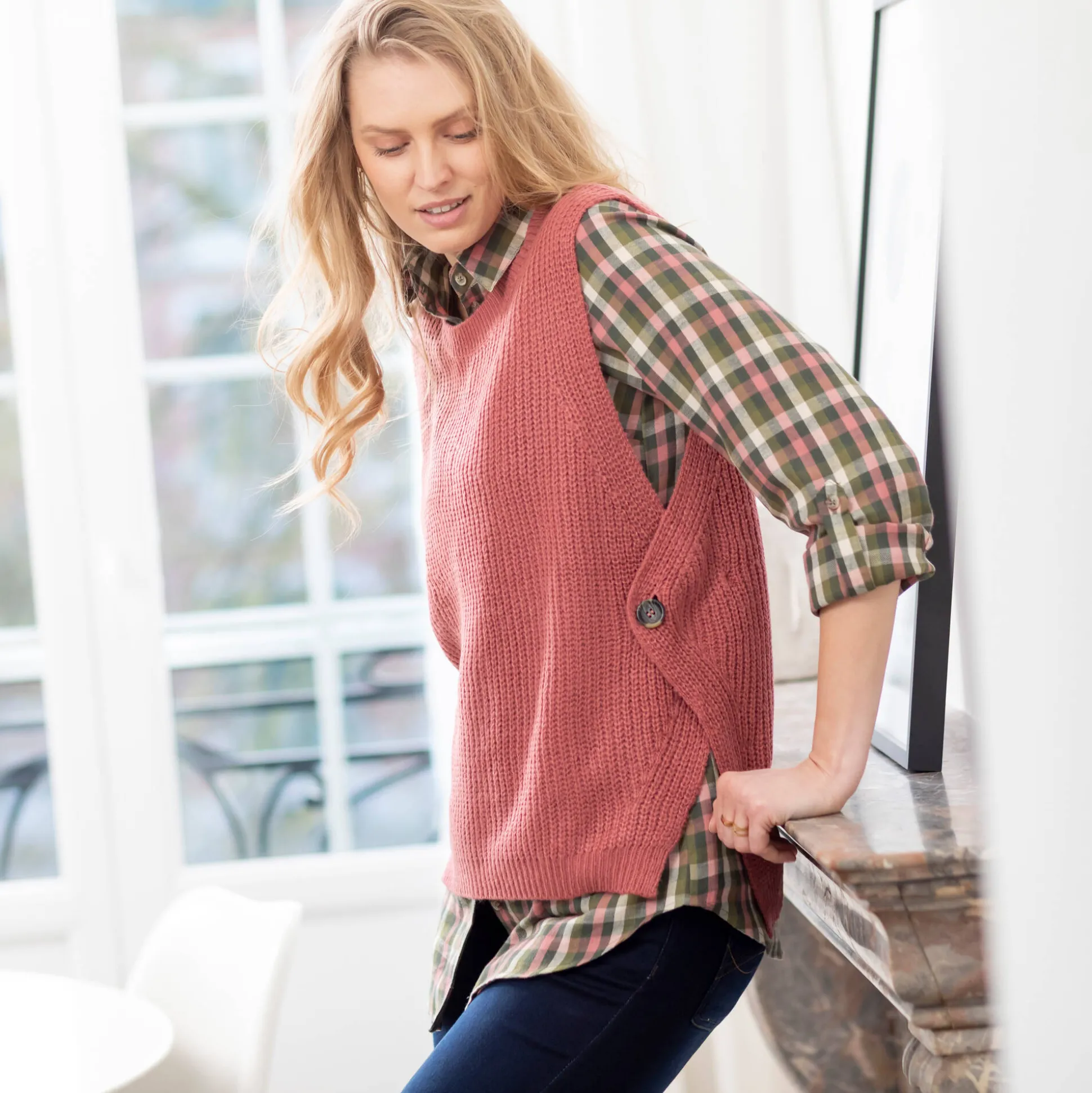 Mouwloze trui in tricot