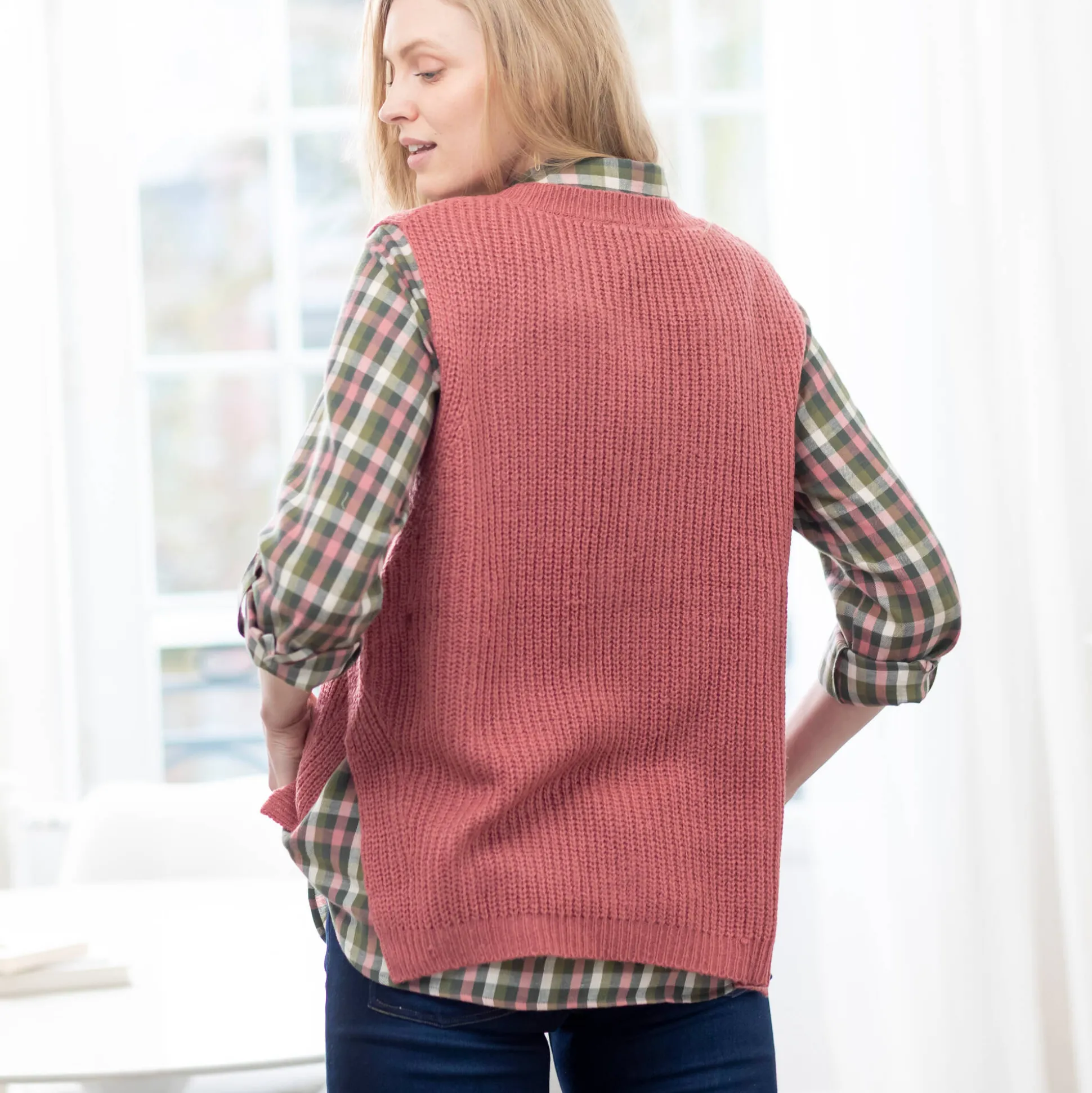 Mouwloze trui in tricot