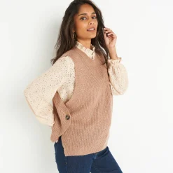 Mouwloze trui in tricot