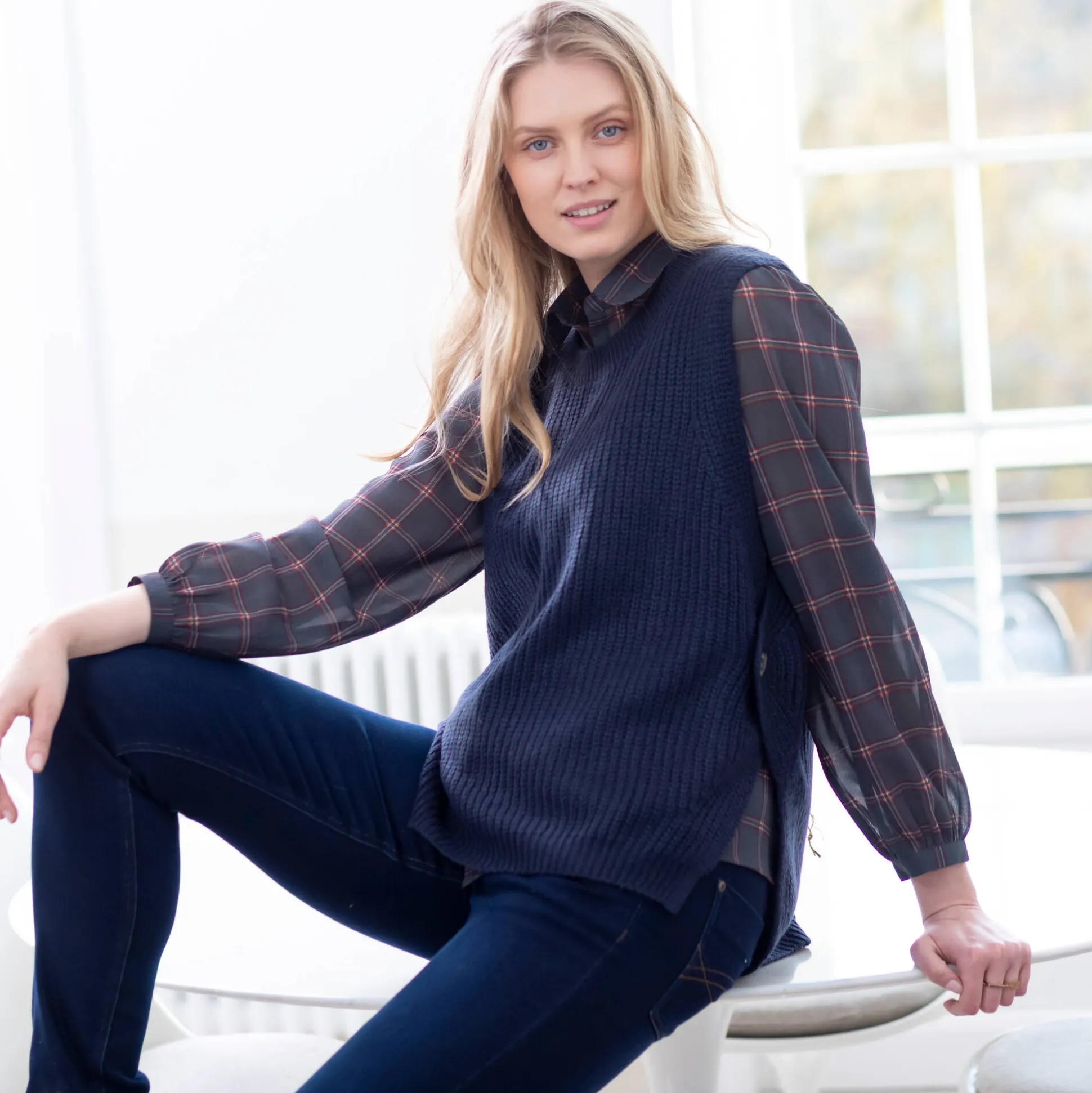 Mouwloze trui in tricot