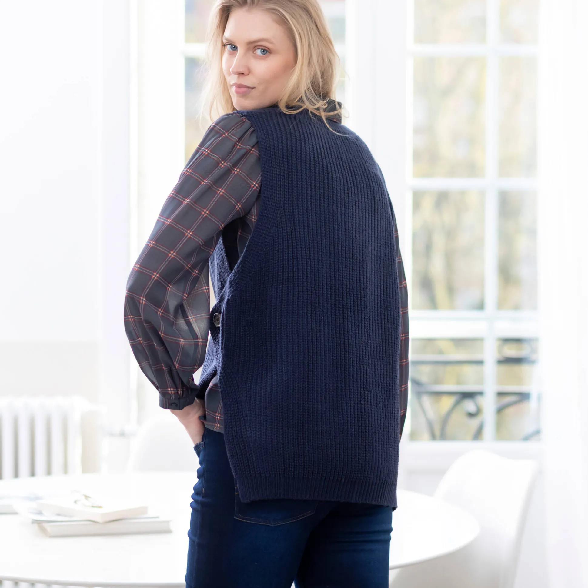 Mouwloze trui in tricot