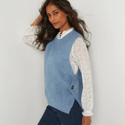 Mouwloze trui in tricot