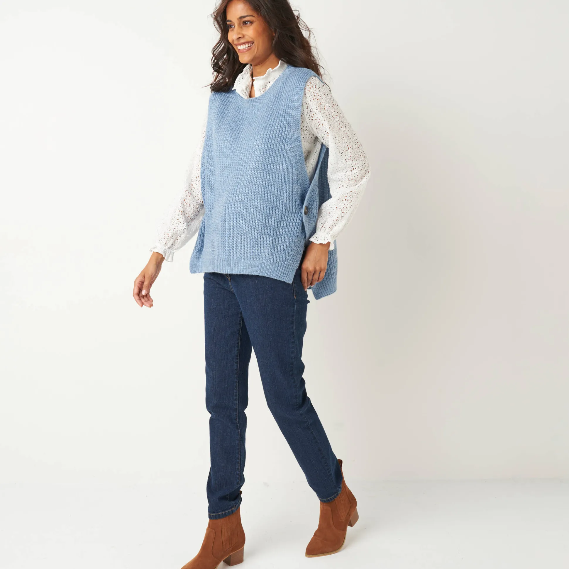 Mouwloze trui in tricot