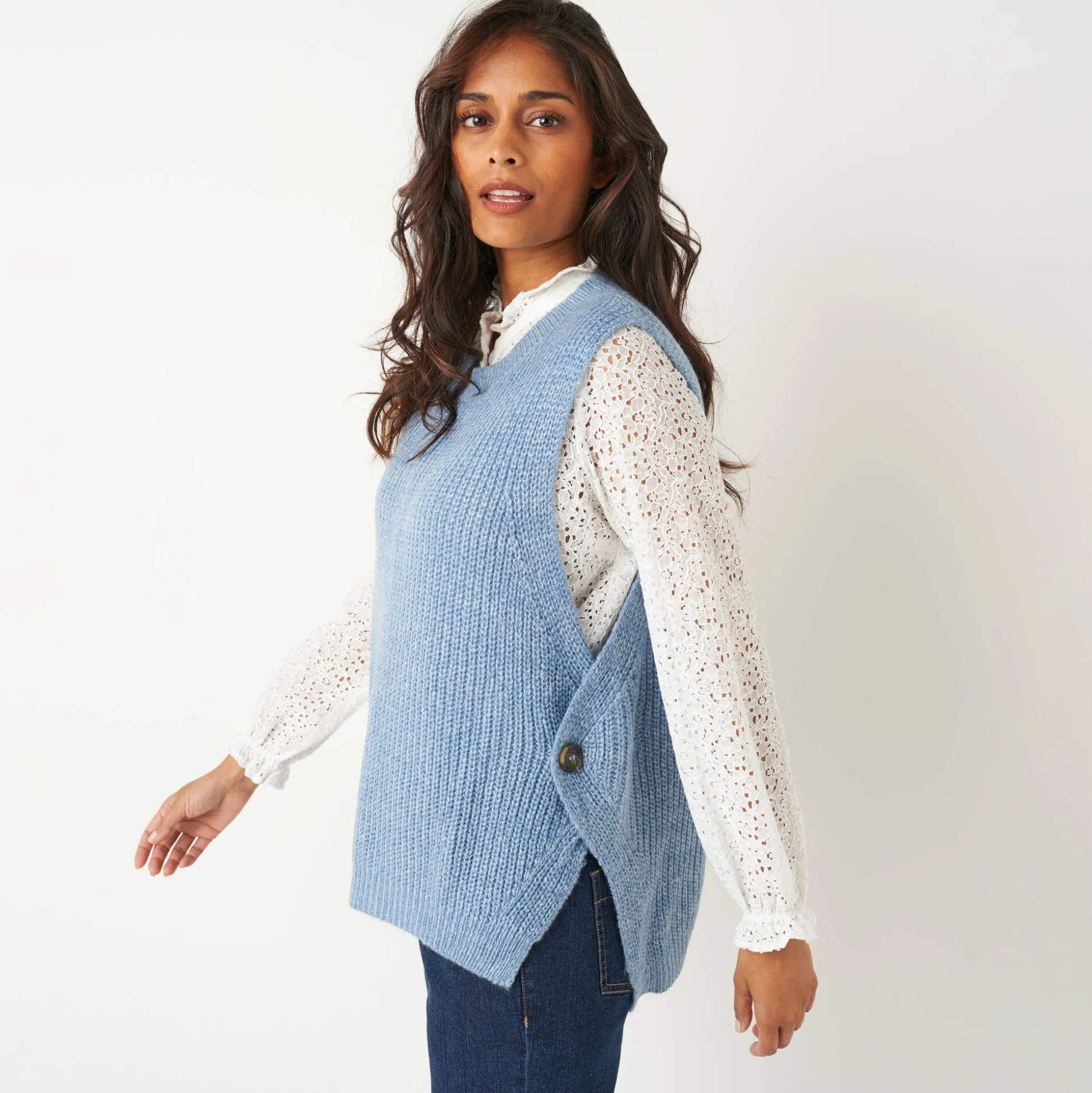 Mouwloze trui in tricot