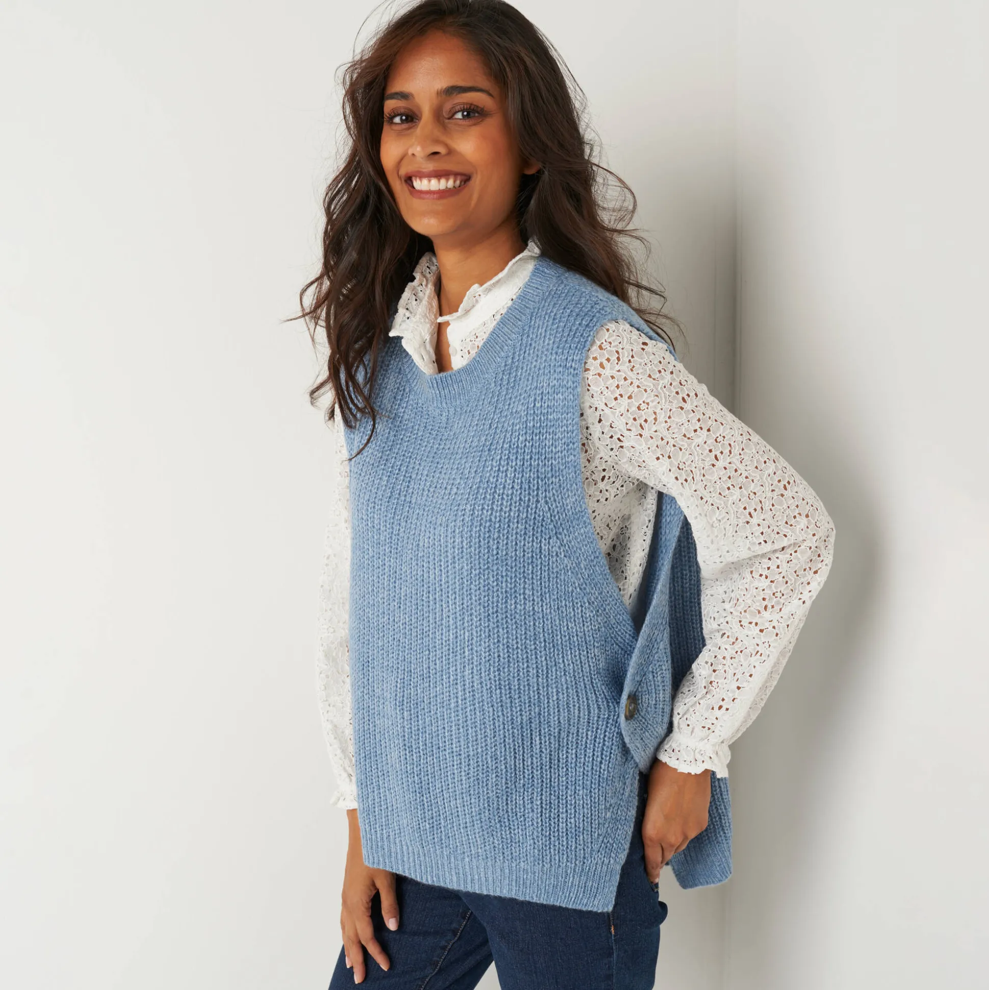Mouwloze trui in tricot