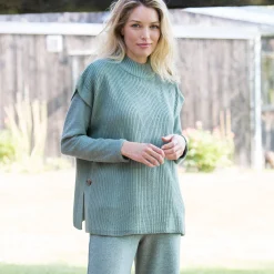 Mouwloze trui met opstaande kraag, pareltricot