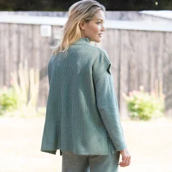 Mouwloze trui met opstaande kraag, pareltricot