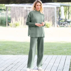 Mouwloze trui met opstaande kraag, pareltricot