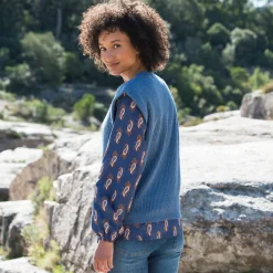 Mouwloze trui, pareltricot met mohairtouch