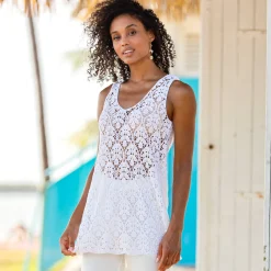 Mouwloze tuniek, macramé
