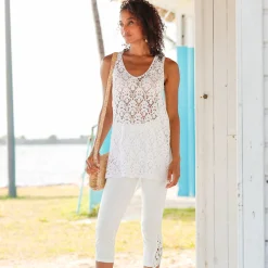 Mouwloze tuniek, macramé