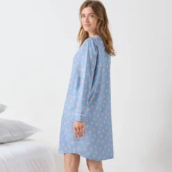 Nachthemd in liketmodel met knopen vooraan en bloemenprint