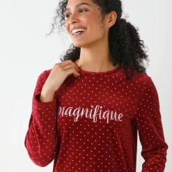 Nachthemd in velours met stippenprint