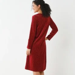 Nachthemd in velours met stippenprint