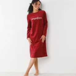 Nachthemd in velours met stippenprint
