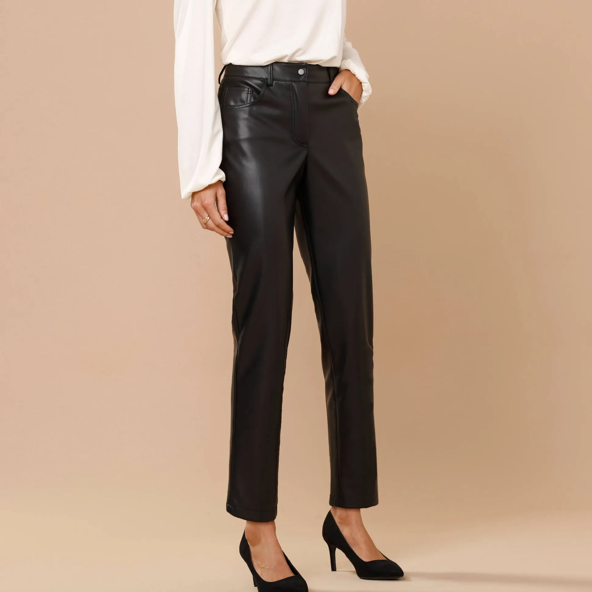Nauwsluitende 7/8-broek, gecoat aspect