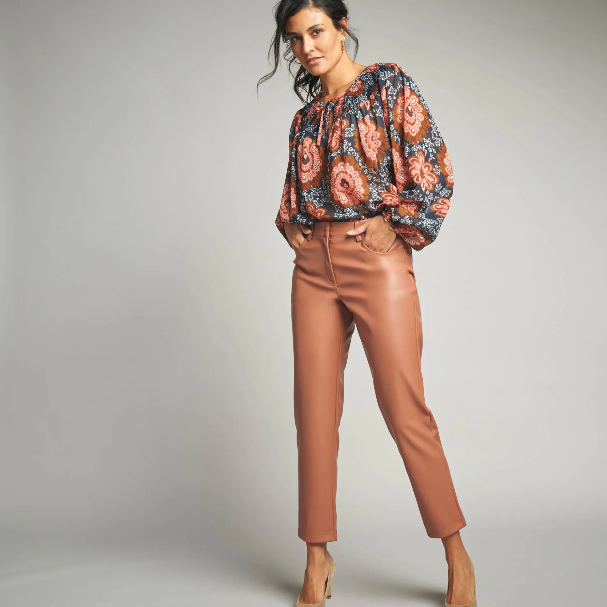 Nauwsluitende 7/8-broek, gecoat aspect