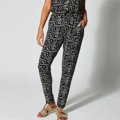 Nauwsluitende broek in soepel, bedrukt tricot, elastische taille