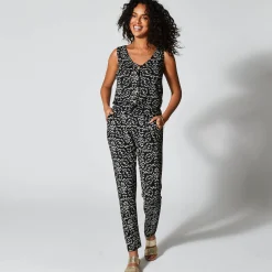 Nauwsluitende broek in soepel, bedrukt tricot, elastische taille