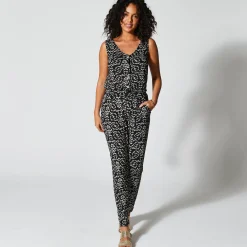 Nauwsluitende broek in soepel, bedrukt tricot, elastische taille