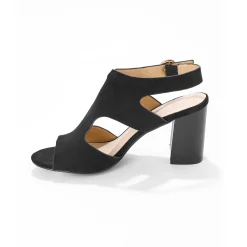 Omhullende sandalen met houten hak