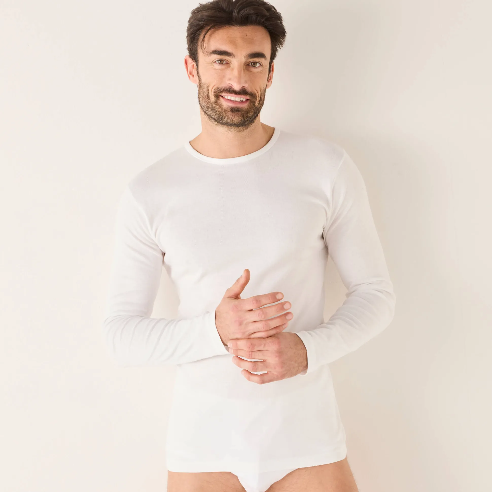 Ondergoed T-shirt voor heren, met ronde hals en lange mouwen
