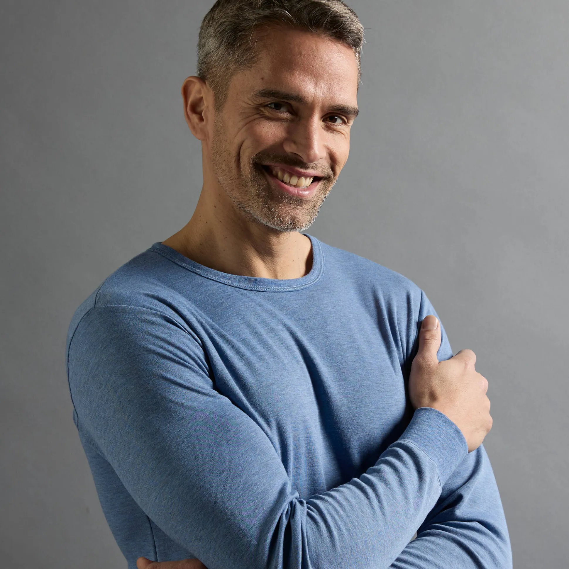 Ondershirt voor heren, met ronde hals en lange mouwen, intense warmte - set van 2