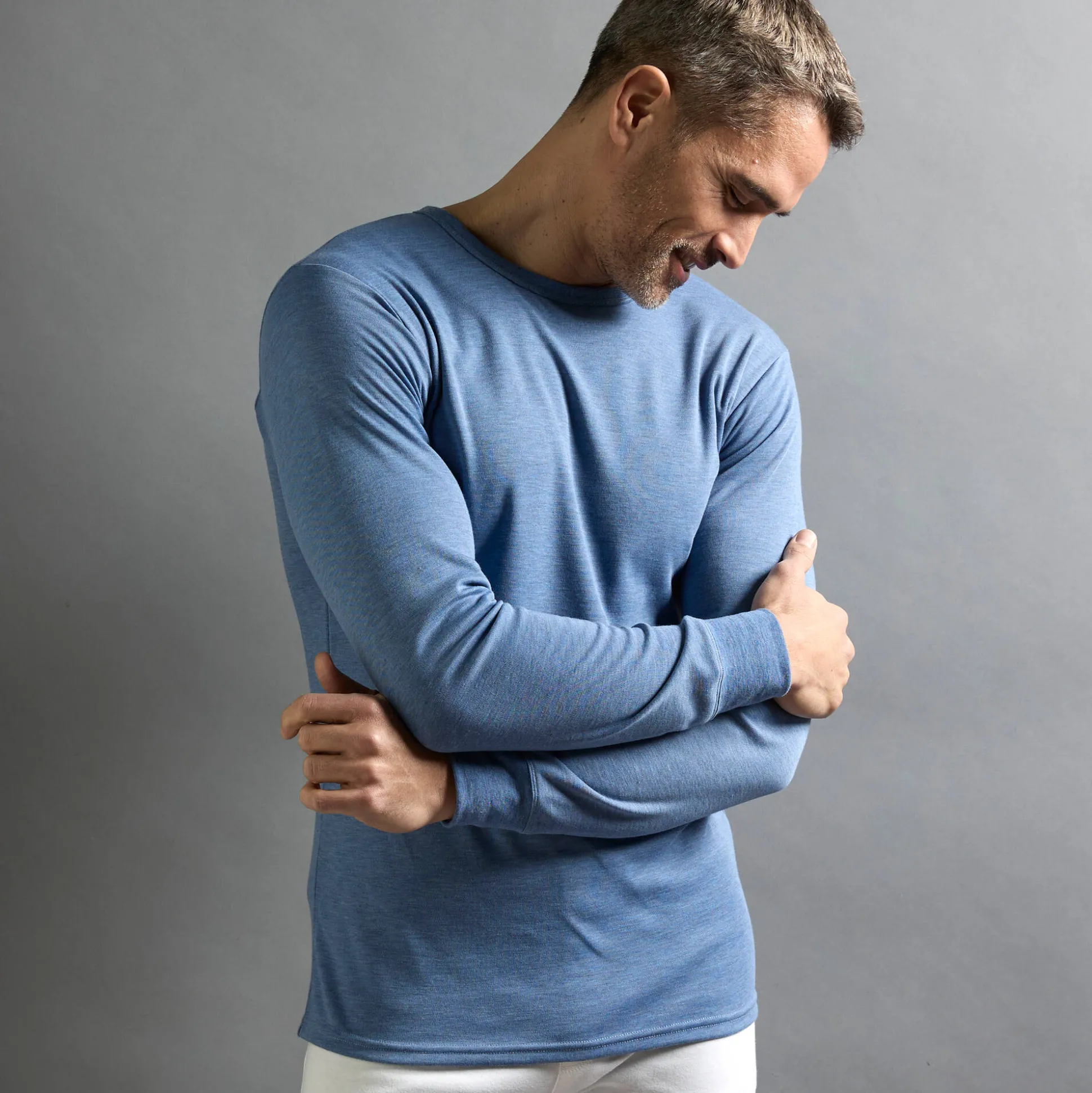Ondershirt voor heren, met ronde hals en lange mouwen, intense warmte - set van 2