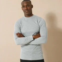 Ondershirt voor heren, opstaande hals en lange mouwen, intense warmte - set van 2