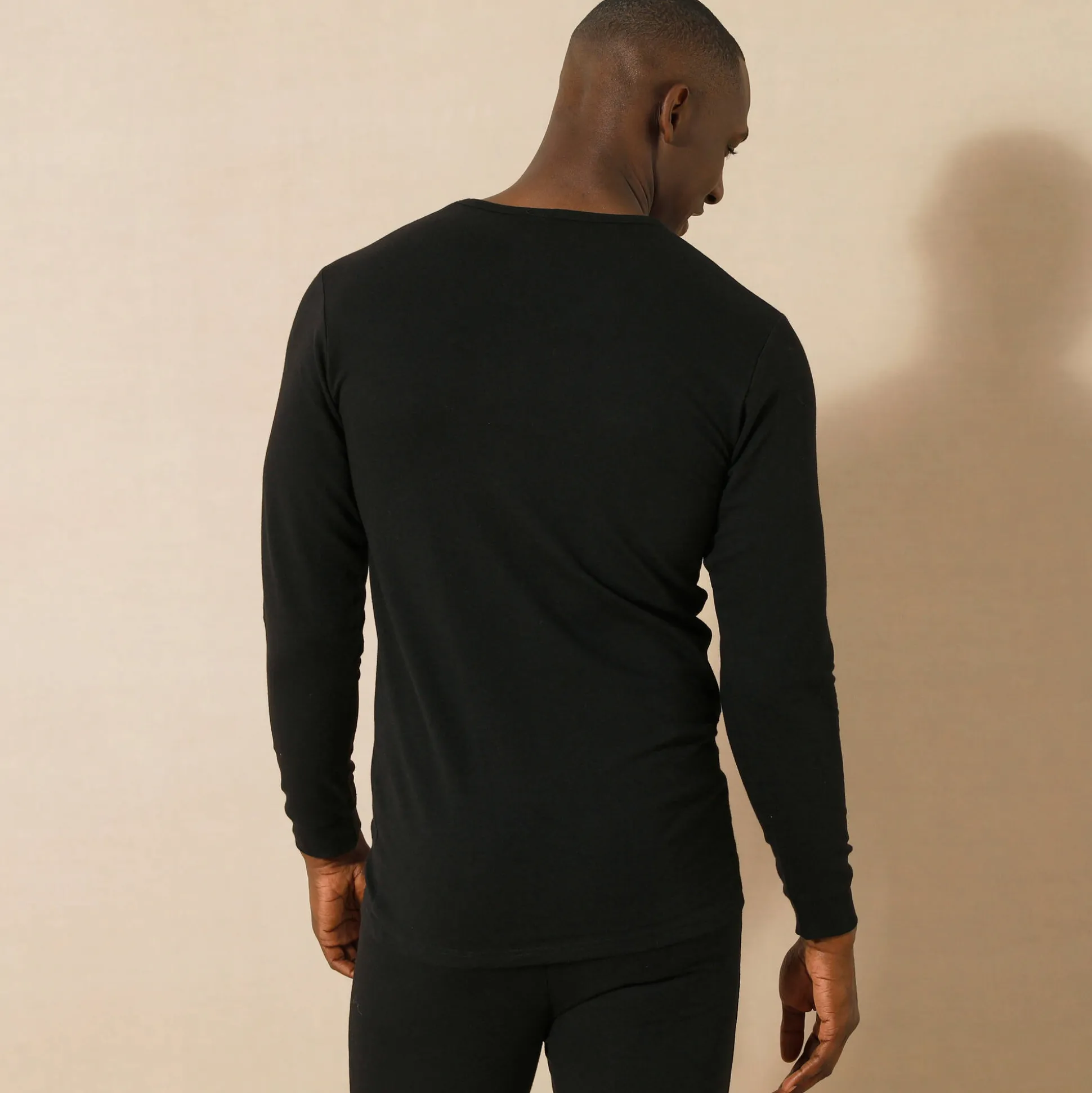 Ondershirt voor heren, V-hals en lange mouwen, matige warmte - set van 2