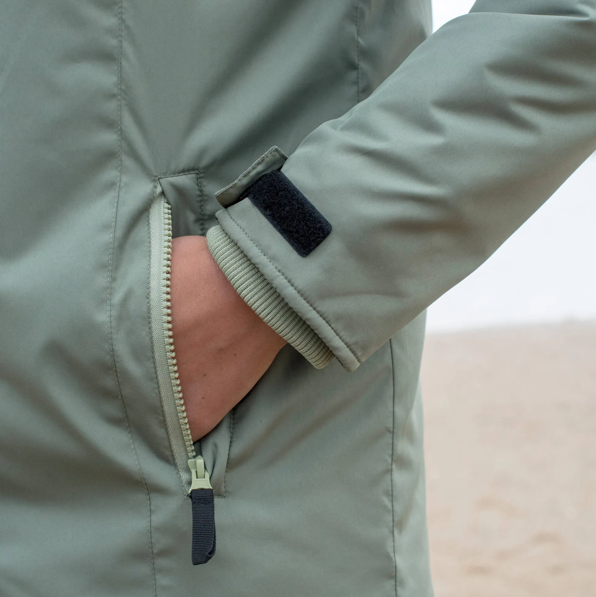 Ondoorlatende effen parka met fleecevoering
