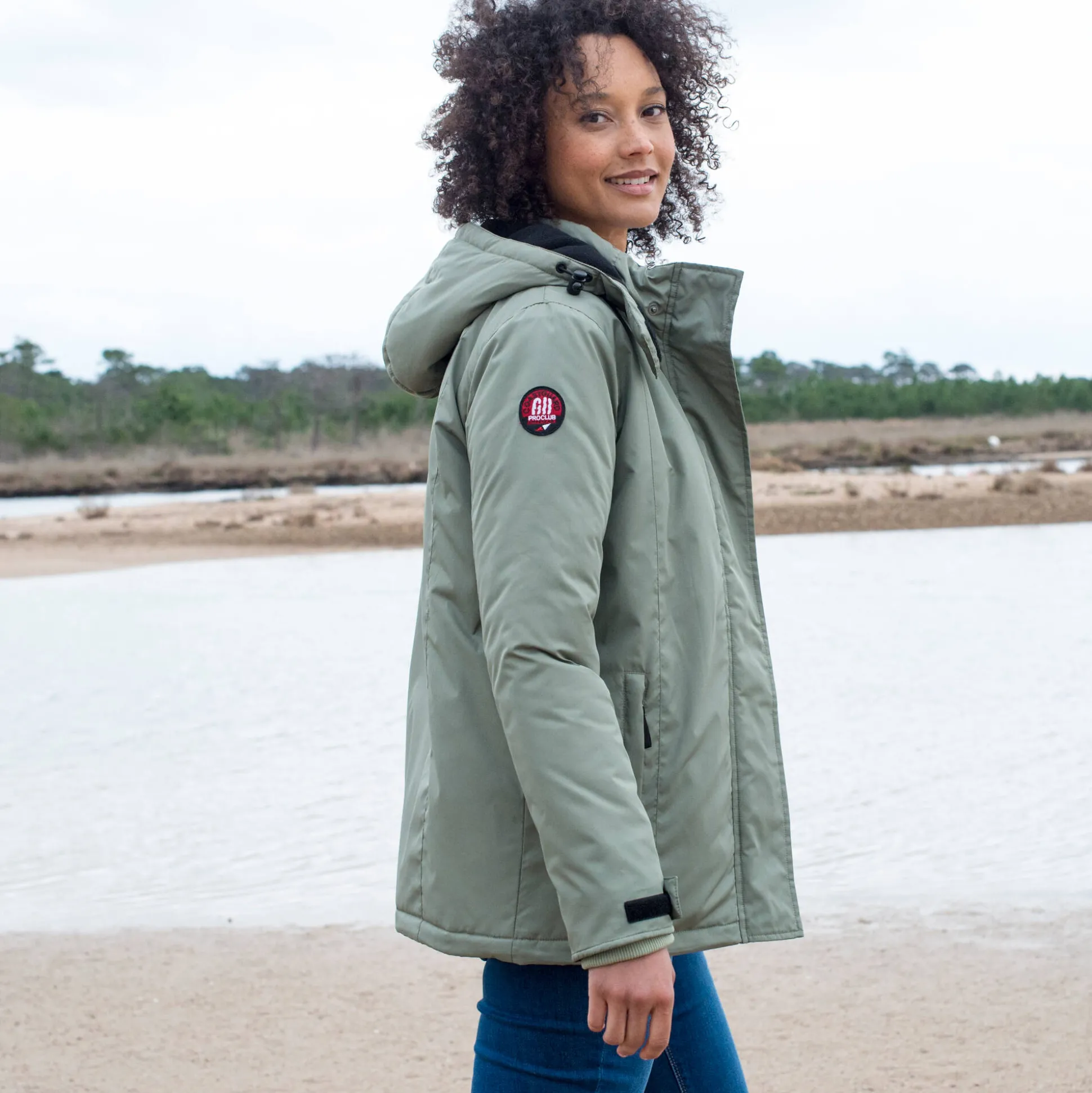 Ondoorlatende effen parka met fleecevoering