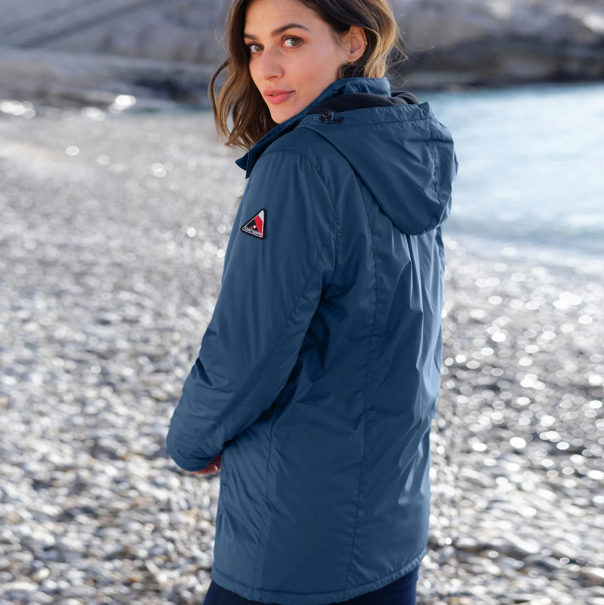 Ondoorlatende effen parka met fleecevoering