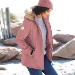 Ondoorlatende parka met rits en afneembare kap