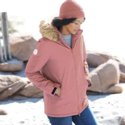 Ondoorlatende parka met rits en afneembare kap