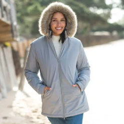 Ondoorlatende parka met rits en afneembare kap