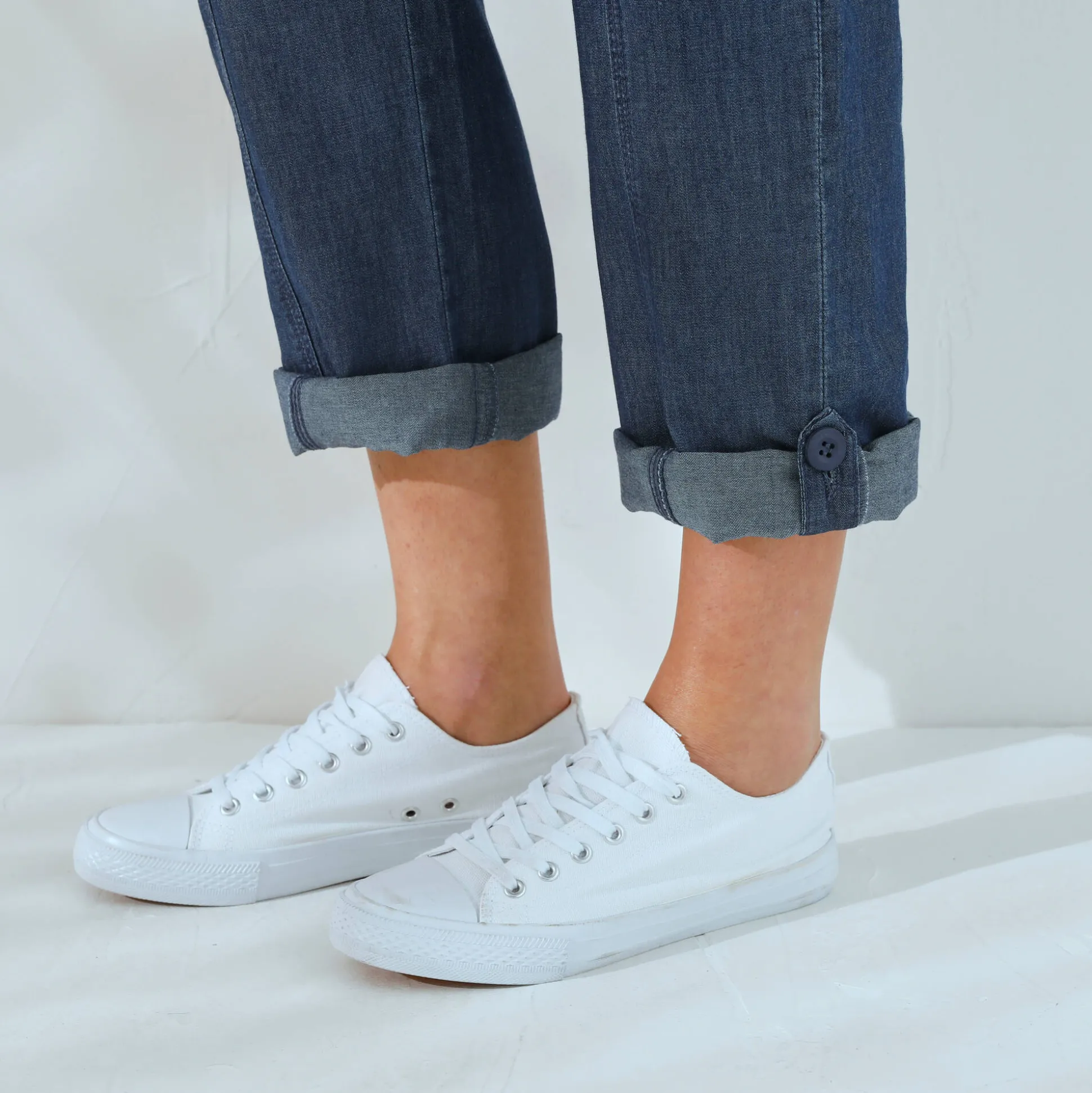 Oprolbare jeans in battlestijl